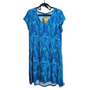 NWT LL Bean Sunsmart size XL Cobalt Wave Blue Cover Up Dress